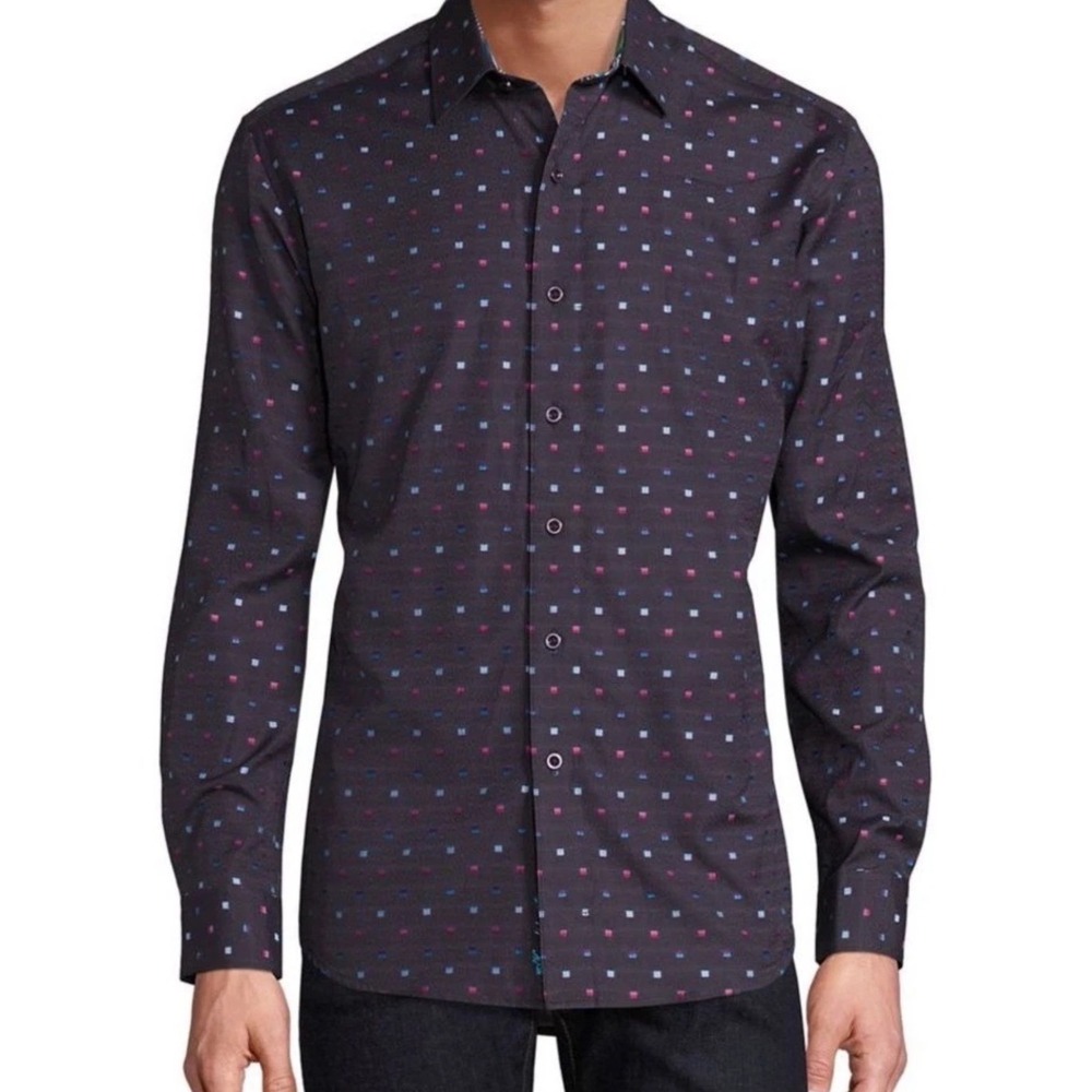 Robert Graham Orion Arm Space Dye Woven Shirt Long Sleeve Flip cuff size 2XL - Picture 3 of 12